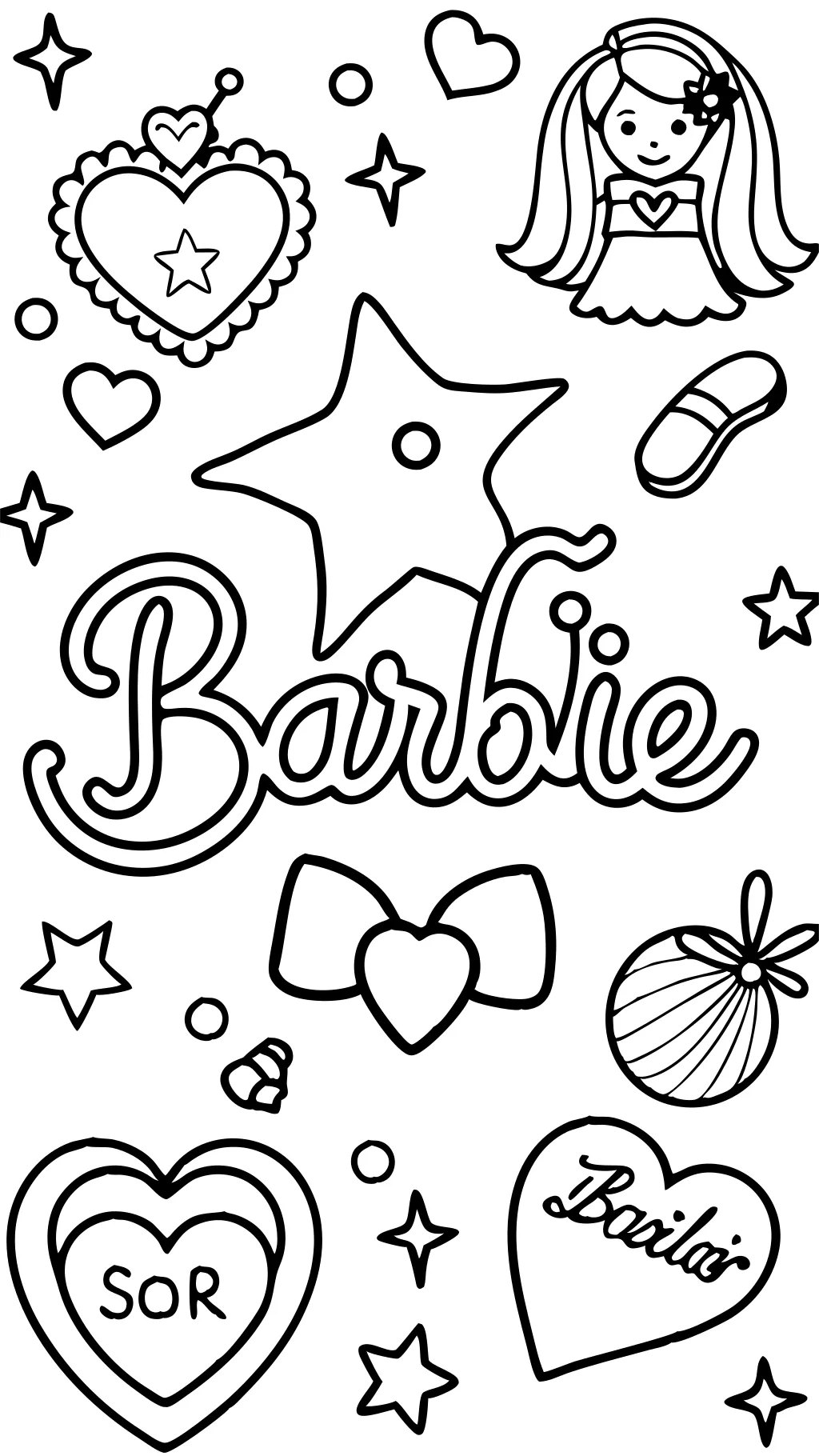 Página para colorear del logotipo de Barbie